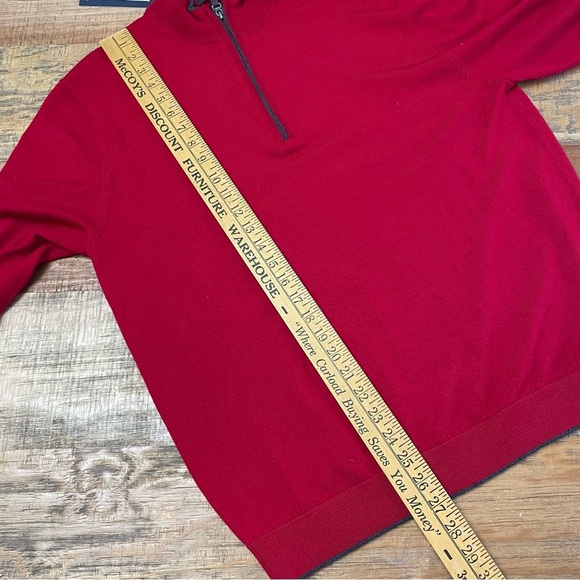 Hart Schaffner Marx Extra Fine Merino Wool 1/4 Zip Sweater Size Large Red - Picture 8 of 10